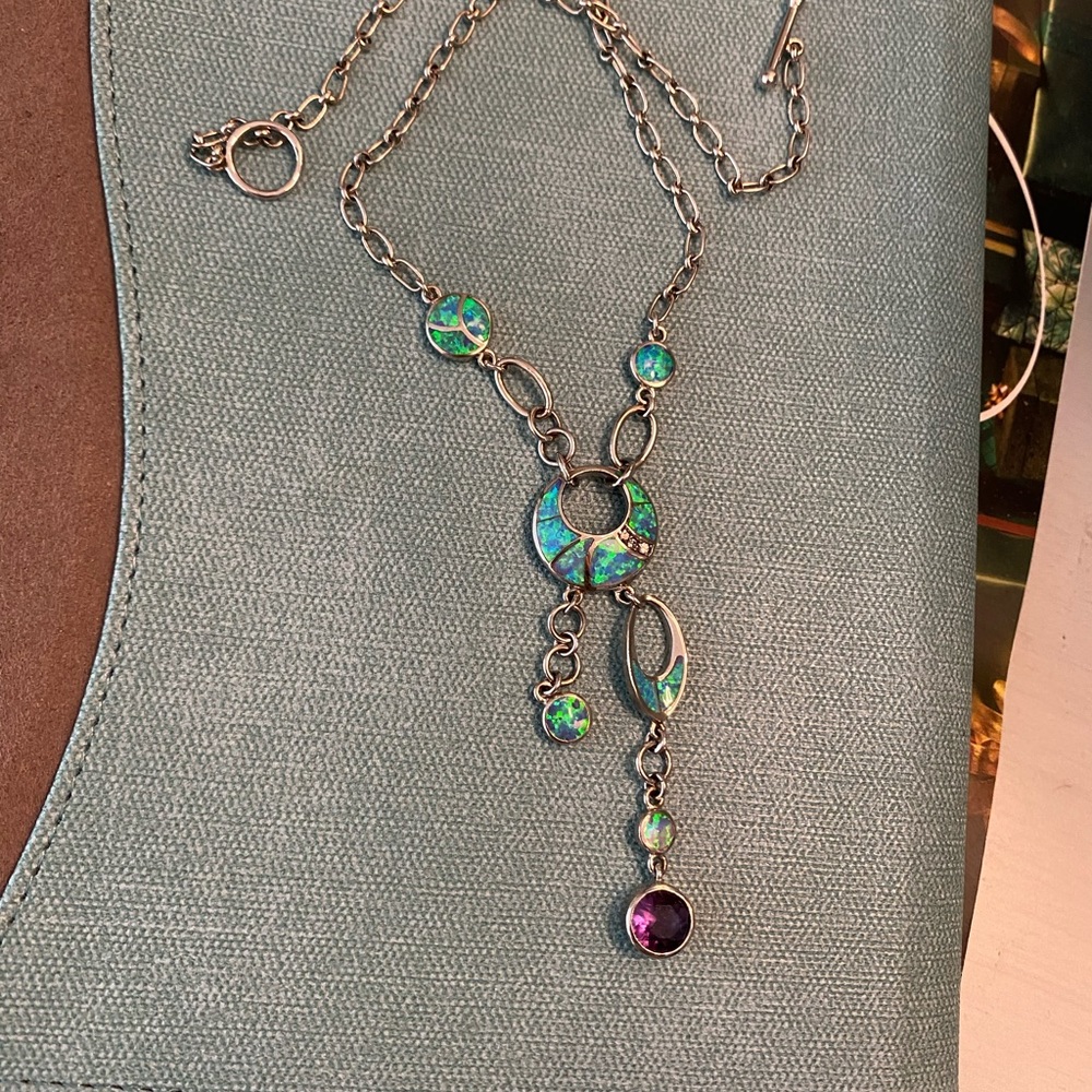 Silver, Turquoise & Amethyst Choker Necklace